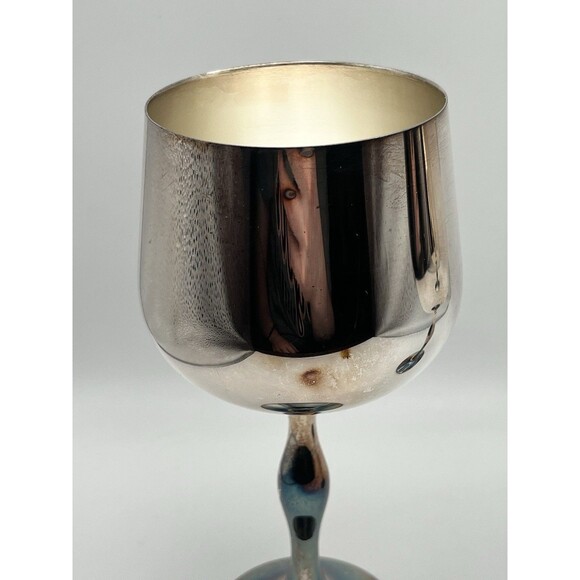 New Cheers 11 Oz Silver Plated Stemmed Goblets In Box Made in Portugal Lot of 2 - Picture 5 of 10
